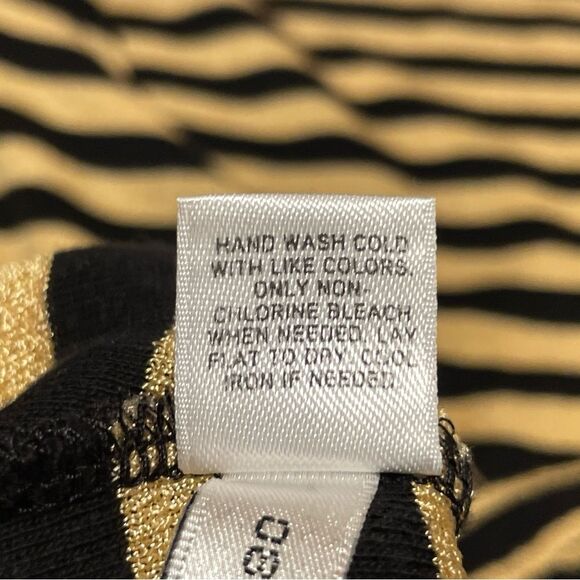 Express Stretch Bodycon Long Sleeve Scoop Neck Knit Tunic‎ Black & Gold Medium - Picture 8 of 8